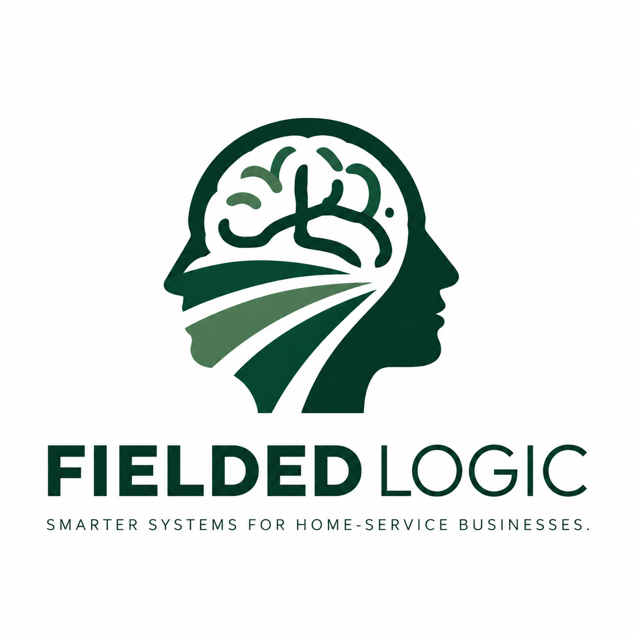 Fielded Logic brain and converging paths brand mark